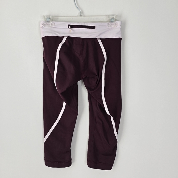 Lululemon Run Track Time Crop Leggings Size 6 Bordeaux Drama/ Pretty Pink - Picture 5 of 12